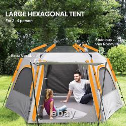 4 Person Pop Up Tent Waterproof Lightweight Mesh Windows Ventilation Grey FOXDEN