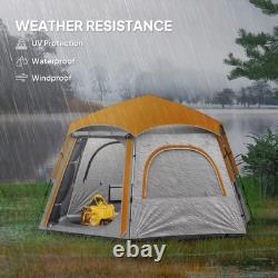 4 Person Pop Up Tent Waterproof Lightweight Mesh Windows Ventilation Grey FOXDEN