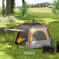4 Person Pop Up Tent Waterproof Lightweight Mesh Windows Ventilation Grey FOXDEN