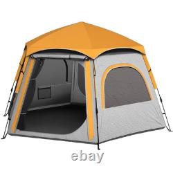 4 Person Pop Up Tent Waterproof Lightweight Mesh Windows Ventilation Grey FOXDEN