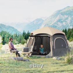 4 Person Pop Up Tent Waterproof Lightweight Ventilation Mesh Windows Grey FOXDEN