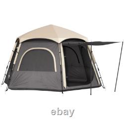 4 Person Pop Up Tent Waterproof Lightweight Ventilation Mesh Windows Grey FOXDEN