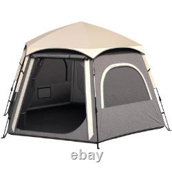 4 Person Pop Up Tent Waterproof Lightweight Ventilation Mesh Windows Grey FOXDEN