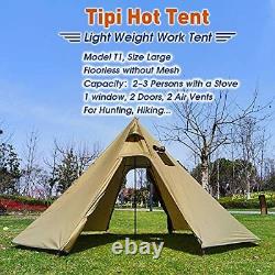 4 Persons 5lb Lightweight Tipi Hot Tents with Stove Jack, 7'3 Olive Drab