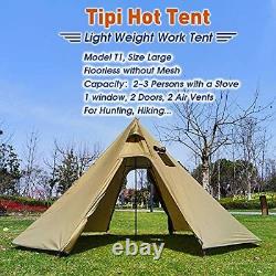 4 Persons 5lb Lightweight Tipi Hot Tents with Stove Jack, 7'3 Standing Room, Te