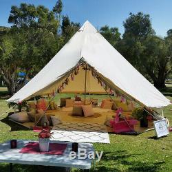 4-Season 7M Canvas Bell Tent Waterproof Stove Hole Large Yurt Glamping Outdoors