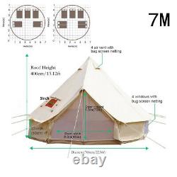 4 Season Bell Tent 7M Waterproof Large Family Cotton Canvas Glamping Tent Yurts