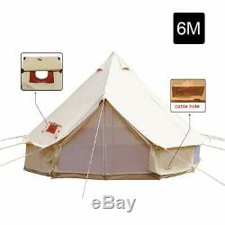 4-Season Glamping Bell Tent 6M Waterproof Canvas Camping Safari Tent Yurt Sibley