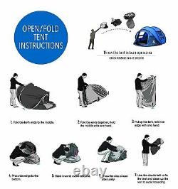 4 Season Pop Up Tent For 3-4 Person Camping Hiking Large Family Tent Portable