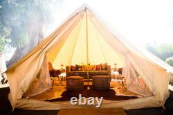 4M Beige Waterpoof Glamping Cotton Canvas Bell Tent Yurt British Tents 6-8person