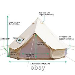 4M Beige Waterpoof Glamping Cotton Canvas Bell Tent Yurt British Tents 6-8person