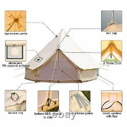 4M Beige Waterpoof Glamping Cotton Canvas Bell Tent Yurt British Tents 6-8person