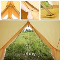 4M Beige Waterpoof Glamping Cotton Canvas Bell Tent Yurt British Tents 6-8person