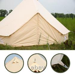 4M Beige Waterpoof Glamping Cotton Canvas Bell Tent Yurt British Tents 6-8person