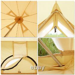 4M Beige Waterpoof Glamping Cotton Canvas Bell Tent Yurt British Tents 6-8person