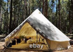 4M Bell Tent Canvas Camping Waterproof Tent With Stove Hole Glamping yurt Tent