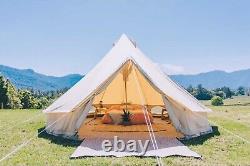 4M Bell Tent Canvas Camping Waterproof Tent With Stove Hole Glamping yurt Tent