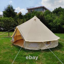 4M Bell Tent Canvas Camping Waterproof Tent With Stove Hole Glamping yurt Tent