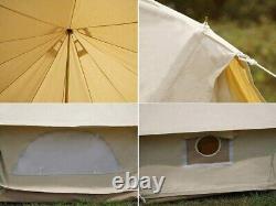 4M Bell Tent Canvas Camping Waterproof Tent With Stove Hole Glamping yurt Tent