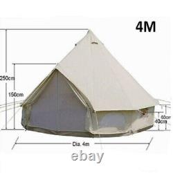 4M Bell Tent Canvas Camping Waterproof Tent With Stove Hole Glamping yurt Tent