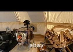 4M Bell Tent Canvas Camping Waterproof Tent With Stove Hole Glamping yurt Tent