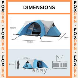 5 6 Man Camping Tent 3000mm Waterproof Mesh Windows Porch Canopy Blue Air FOXDEN