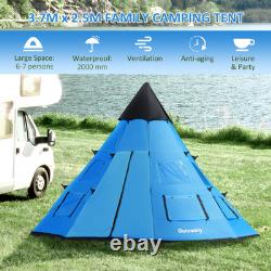 5-6 Man Camping Tipi Teepee Tent Large Family Waterproof Outdoor Travel Party