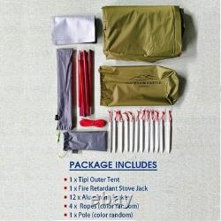 5.6 lb Olive Drab 4-Season Tipi Tent with Stove Outlet Ideal for Camping Trips