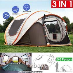 5-8 Man Automatic Pop Up Tent Shelter Outdoor Hiking Camping Beach Tent 110 inch