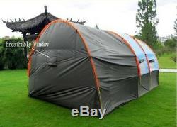 5-8 People Family Tunnel Large Camping tent Waterproof Canvas Fiberglass