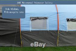 5-8 Person Large Camping Family Tent Waterproof Fiberglass Outdoor Hike 18107