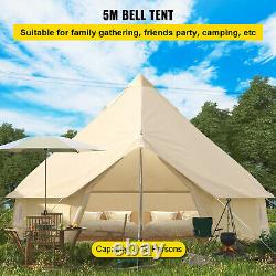 5 Meter Bell Tent Canvas Teepee/Tipi Waterproof Outdoor Camping With Stove Hole