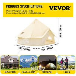 5 Meter Bell Tent Canvas Teepee/Tipi Waterproof Outdoor Camping With Stove Hole