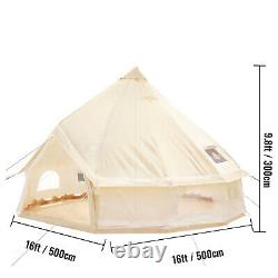 5 Meter Bell Tent Canvas Teepee/Tipi Waterproof Outdoor Camping With Stove Hole