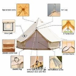 5 Meter Bell Tent Canvas Teepee/Tipi Waterproof Outdoor Glamping With Stove Jack