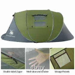 5 Person Pop Up Tent Camping Festival Hiking Shelter Family Tent Portable Green