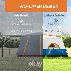 5Man Outdoor Camping 2Layer Tunnel Tent Portable Shelter 2Bedroom Living Area