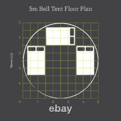 5m Bell Tent Canvas Tent Teepee Tipi Yurt Camping Glamping Heavy Duty Large