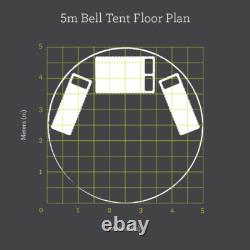 5m Bell Tent Canvas Tent Teepee Tipi Yurt Camping Glamping Heavy Duty Large