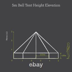 5m Bell Tent Canvas Tent Teepee Tipi Yurt Camping Glamping Heavy Duty Large
