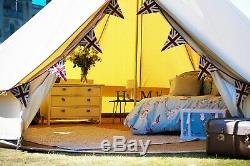 5m Bell Tent Pro Spec 320GSM Zipped in Groundsheet, UV, Water, Mould Proof