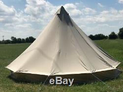5metre Fireproof Pro Bell Tent with Stove Hole-Coir Mats 5m full Moon-Large Awning