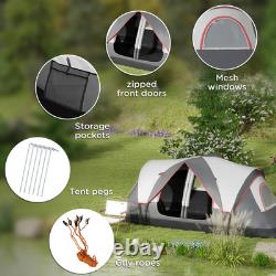 6 8 Man Camping Tent 2000mm Waterproof Air Vents Groundsheet Two Room FOXDEN