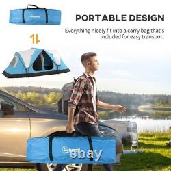 6-8 Man Camping Tent Waterproof 2000mm Rainfly Two Room Tunnel 3 Season Sky Blue