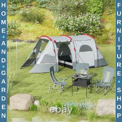 6-8 Person Tunnel Camping Tent with Bedroom Living Area 3 Doors and Carry Bag