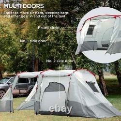 6-8 Person Tunnel Camping Tent with Bedroom Living Area 3 Doors and Carry Bag