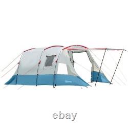 6-8 Person Tunnel Tent, Two-room Camping Tent with Carry Bag, Blue