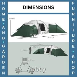 6-9 Man Large Tunnel Tent with Three Bedrooms & Living Room for Camping & Hiking
