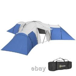 6-9 Man Tunnel Tent with Bedrooms and Living Room, Accessories Included, Blue