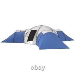 6-9 Man Tunnel Tent with Bedrooms and Living Room, Accessories Included, Blue